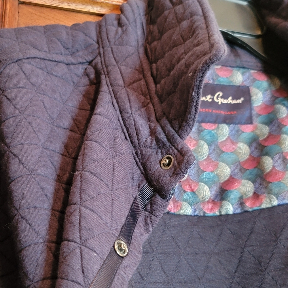 NWT-Robert Graham Tulano Quilted Shirt Jacket Navy Size 1X-Retail $355.00 - Picture 10 of 16